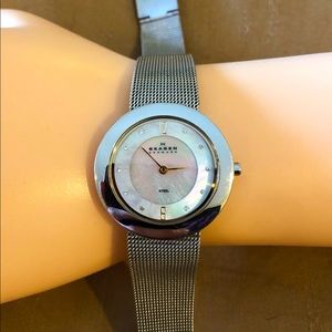 Skagen silver watch with mesh steel band